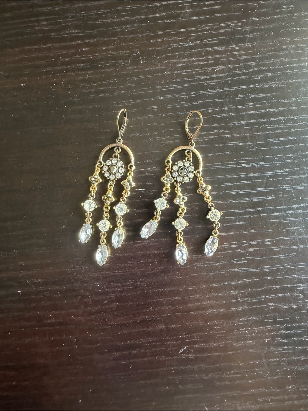 Gold-Tone Crystal chandelier Dangle Earrings